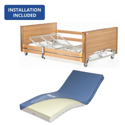 Alerta Lomond Bariatric Low Oak Profiling Bed and High Risk Mattress Bundle